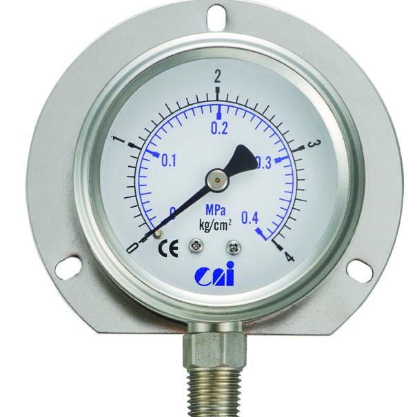 直立式充油附背緣不鏽鋼壓力計
